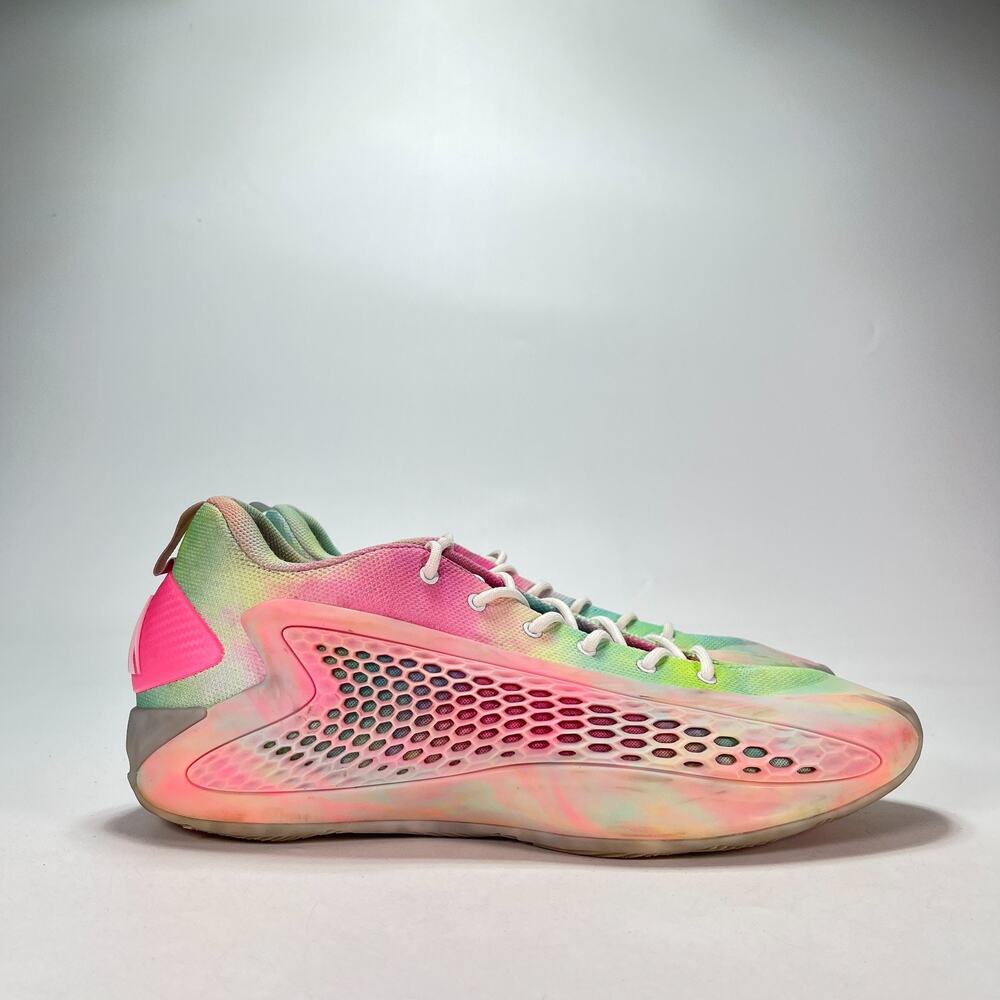 adidas AE 1 Low 3SSB Pink Green Tie Dye Basketball Shoes JR3915 Mens Size 14